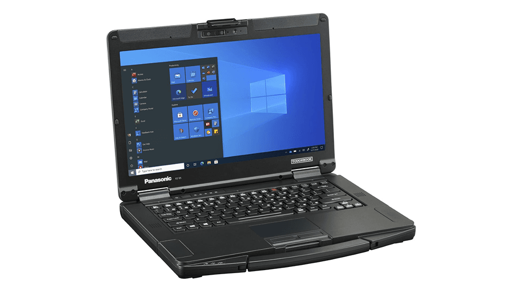 Bildet viser en av verdens beste bærbare PC-er i kategorien «rugged laptops» – robuste og holdbare enheter spesialdesignet for veldig krevende miljøer: Panasonic Toughbook FZ-55
