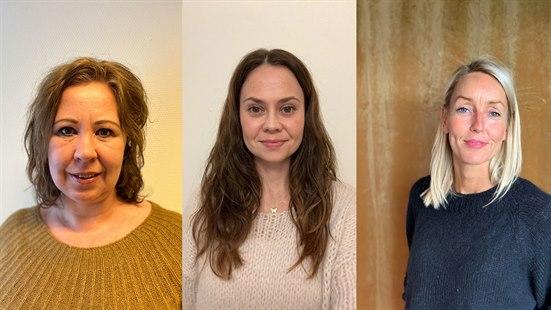 Fotoet viser Lotte Karen Lindstrøm, Hilde Tollefsen og Mona Rydningen