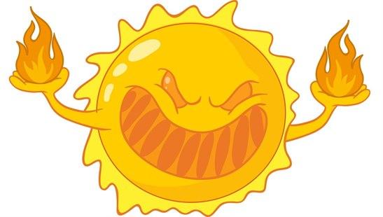 Animasjon av sint sol - solstikk.