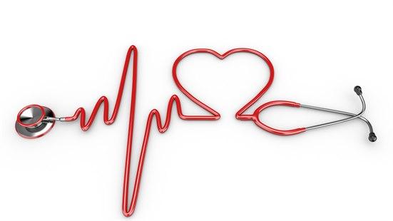Illustrasjonsfotoet viser et stetoskop formet som EKG aktivitet og hjerte