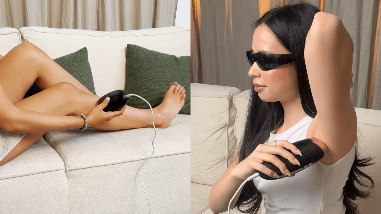 Illustrasjonsfotoet viser en kvinne som bruker IPL hårfjerning under armen og på leggen